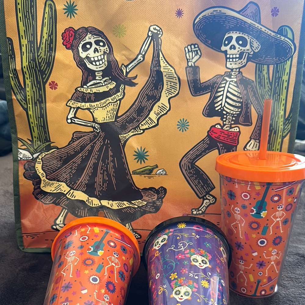 Day of the Dead Party Cups Set & bag